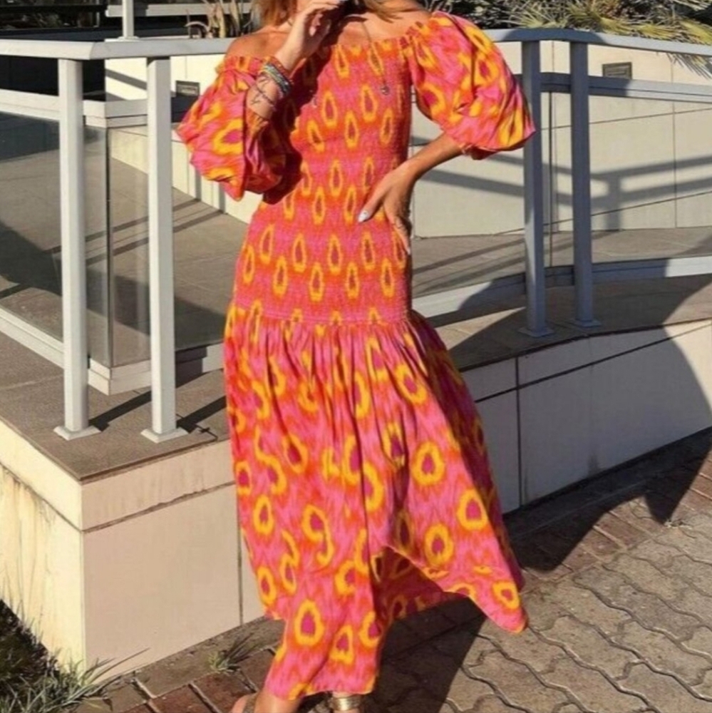 Zara Pink and Yellow Maxi Dress